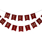 Gold Foiled Red Velvet Merry Christmas Bunting