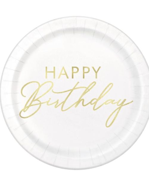 Happy Birthday Gold Foil Plates 8pk