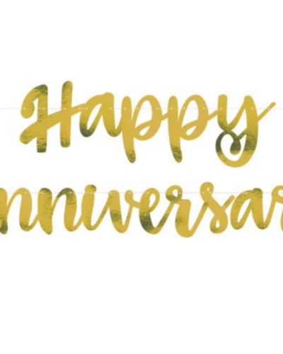Happy Anniversary Gold Foil Banner