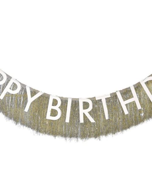 Gold Fringe Happy Birthday Bunting