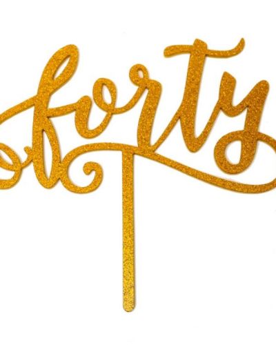 Gold Glitter Acrylic Cake Topper – Forty