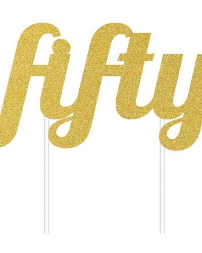 Gold Glitter Cake Topper – Fifty
