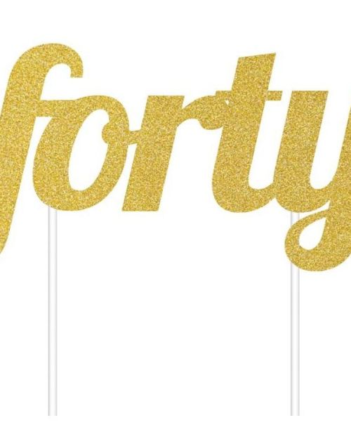 Gold Glitter Cake Topper – Forty