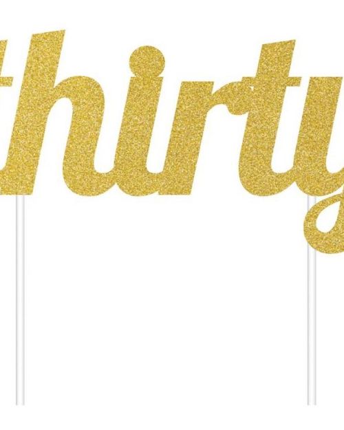 Gold Glitter Cake Topper – Thirty