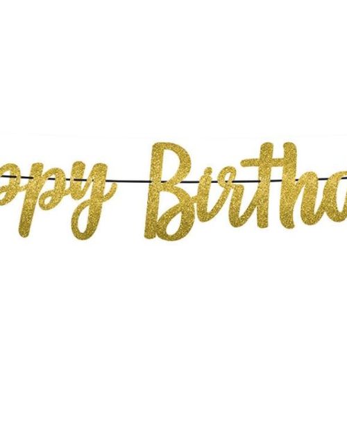 Gold Glitter Happy Birthday Banner