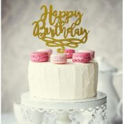 Happy Birthday Cake Topper – Gold Glitter