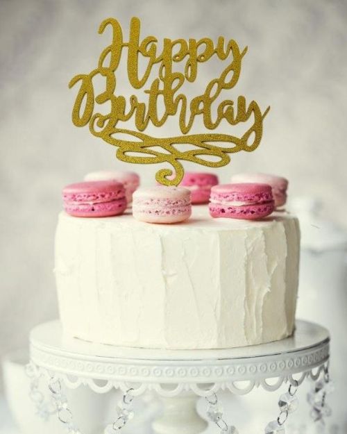 Happy Birthday Cake Topper – Gold Glitter
