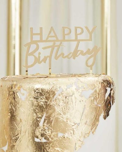 Happy Birthday Gold Cake Topper