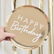 Gold Happy Birthday Plates 8pk