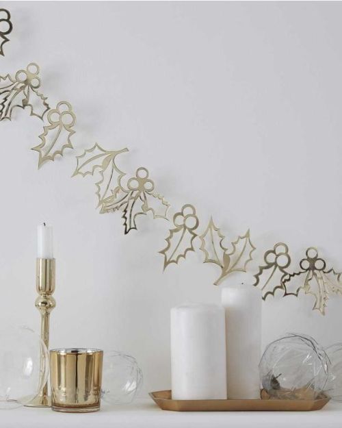 Gold Holly Christmas Garland