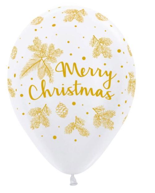 Gold Merry Christmas Balloons 5pk
