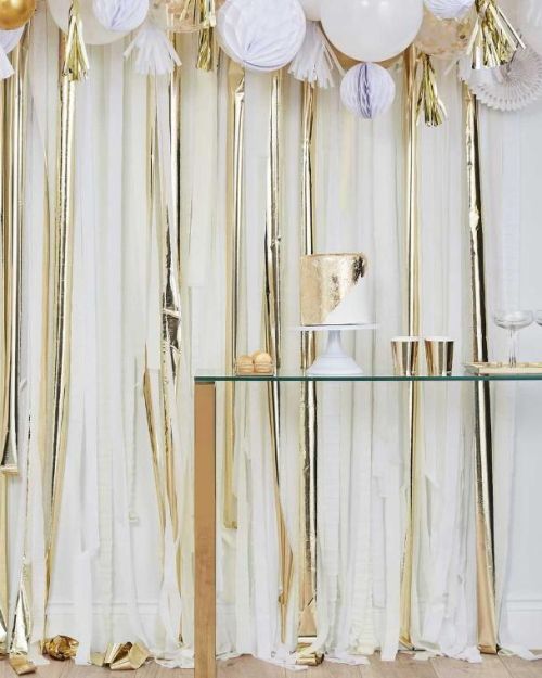 Gold Metallic Streamer Backdrop