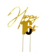 Gold Metal Cake Topper – Happy 16th