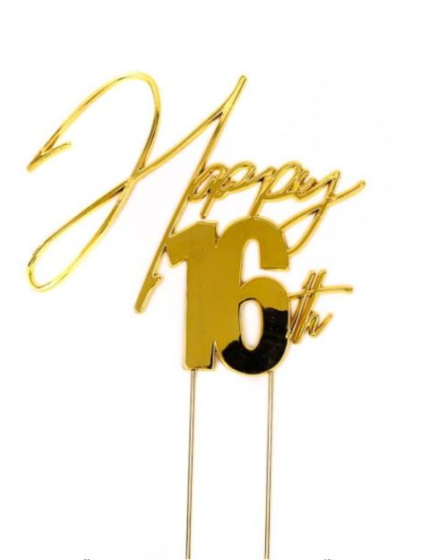 Gold Metal Cake Topper – Happy 16th