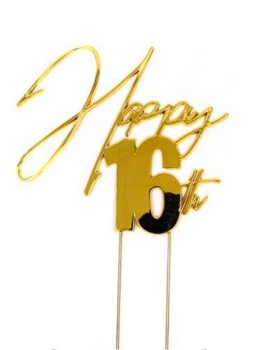 Gold Metal Cake Topper – Happy 16th