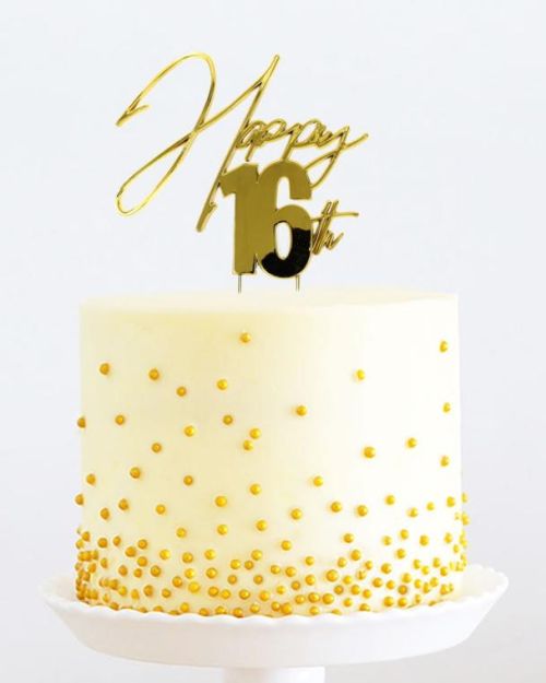 Gold Metal Cake Topper – Happy 16th
