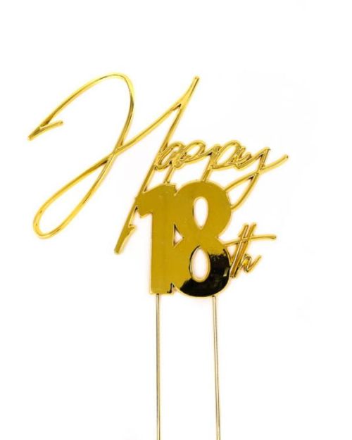 Gold Metal Cake Topper – Happy 18th