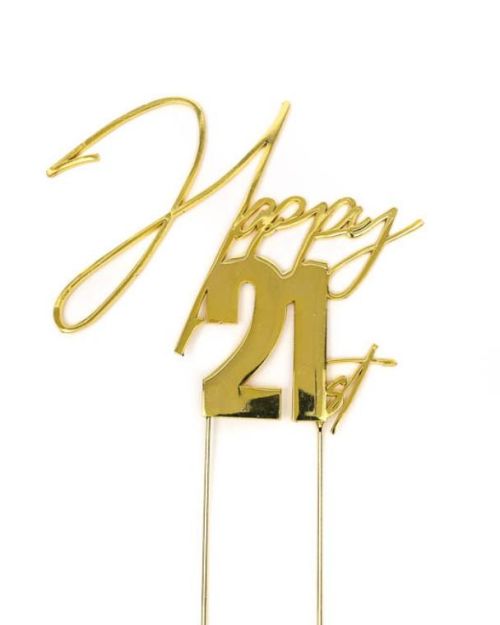 Gold Metal Cake Topper – Happy 21st