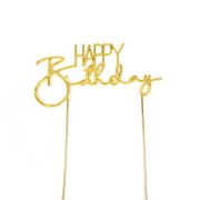 Gold Metal Cake Topper – Happy Birthday