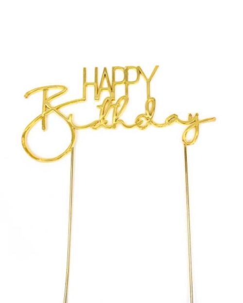 Gold Metal Cake Topper – Happy Birthday