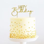 Gold Metal Cake Topper – Happy Birthday