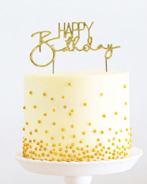 Gold Metal Cake Topper – Happy Birthday