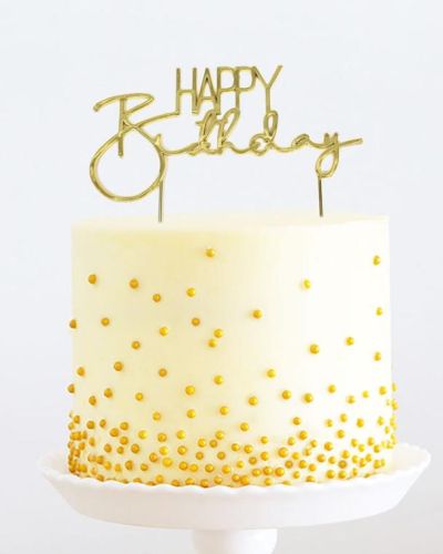 Gold Metal Cake Topper – Happy Birthday