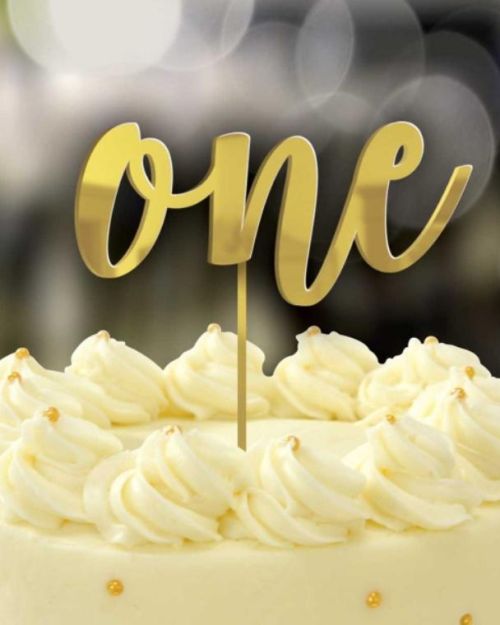 Gold Acrylic Cake Topper – ONE