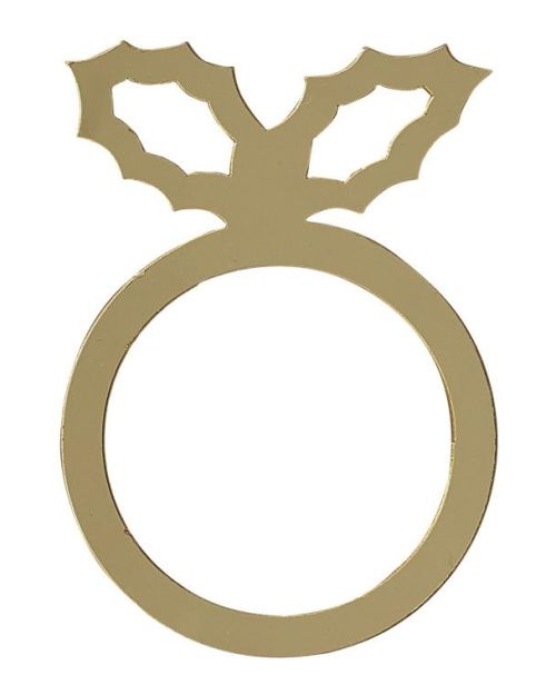 Gold Mirror Holly Napkin Rings 6pk