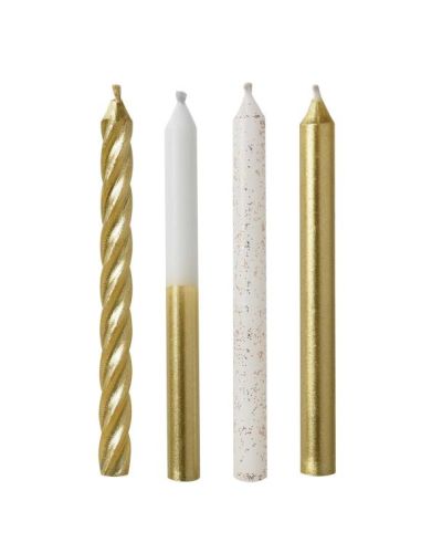Metallic Mix Gold Candles 12pk