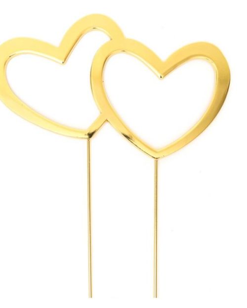 Gold Plated Cake Topper – Double Hearts