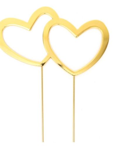 Gold Plated Cake Topper – Double Hearts