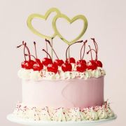 Gold Plated Cake Topper – Double Hearts