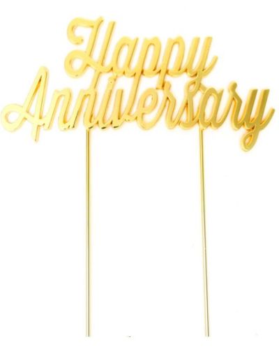 Gold Plated Cake Topper – Happy Anniversary