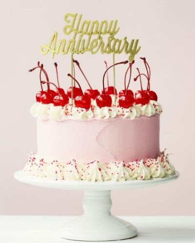 Gold Plated Cake Topper – Happy Anniversary