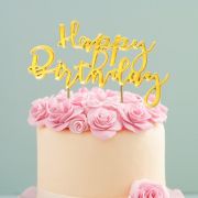 Gold Plated Cake Topper – Happy Birthday 2