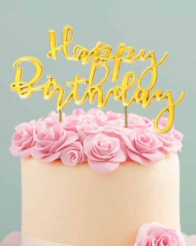 Gold Plated Cake Topper – Happy Birthday 2