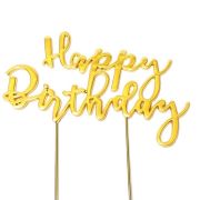 Gold Plated Cake Topper – Happy Birthday 2