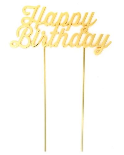 Gold Plated Cake Topper – Happy Birthday