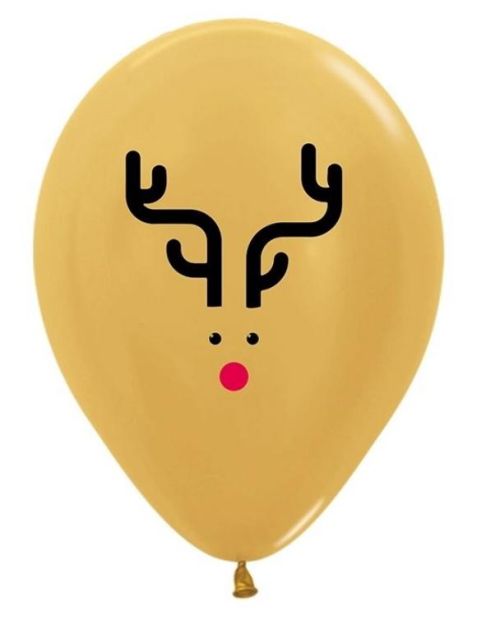 Rudolph Metallic Gold Balloons 5pk