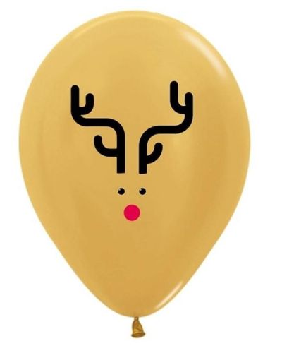 Rudolph Metallic Gold Balloons 5pk