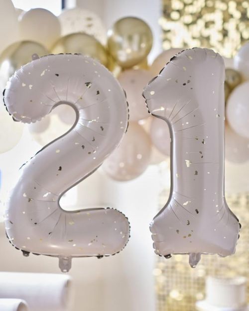 Gold Speckle 21 Foil Balloons