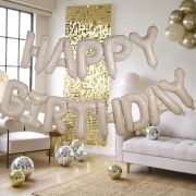 Gold Speckle Happy Birthday Balloon Bunting