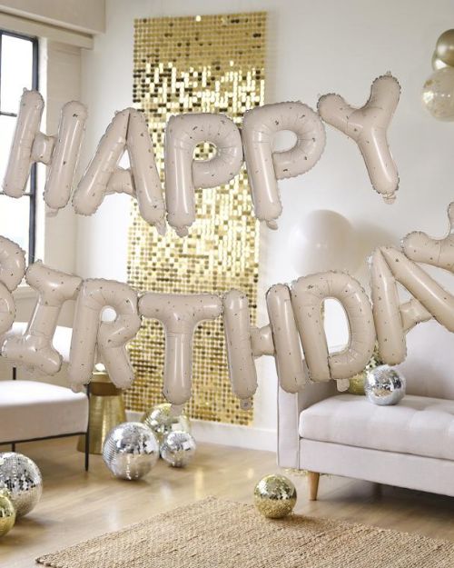 Gold Speckle Happy Birthday Balloon Bunting