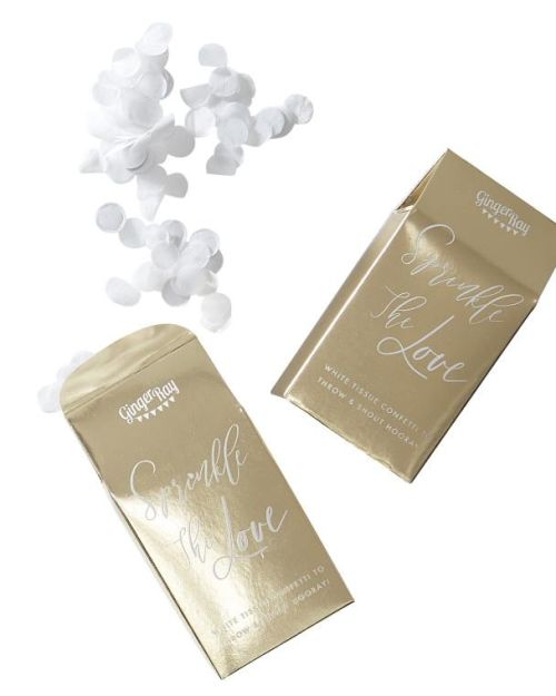 Gold Wedding White Confetti Box