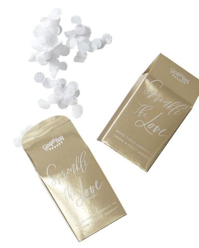 Gold Wedding White Confetti Box