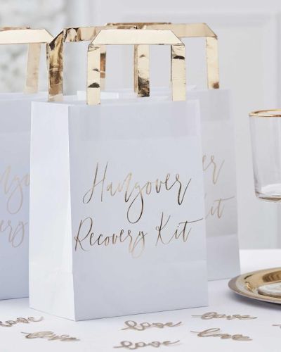 Gold Wedding Hangover Recovery Kit Bags 5pk