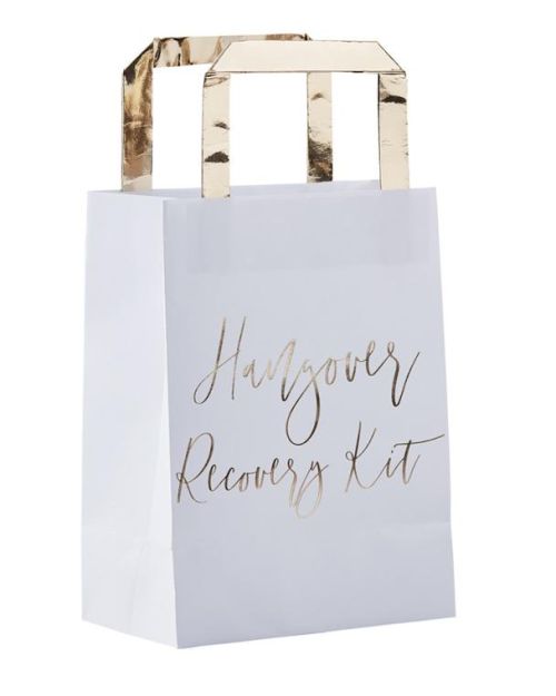 Gold Wedding Hangover Recovery Kit Bags 5pk