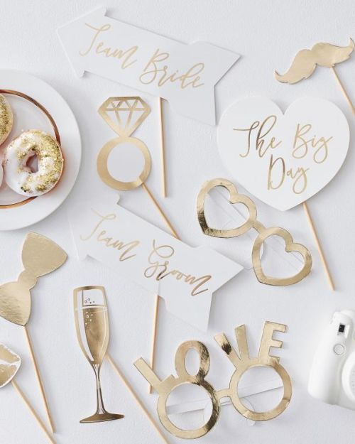 Gold Wedding Photo Booth Props