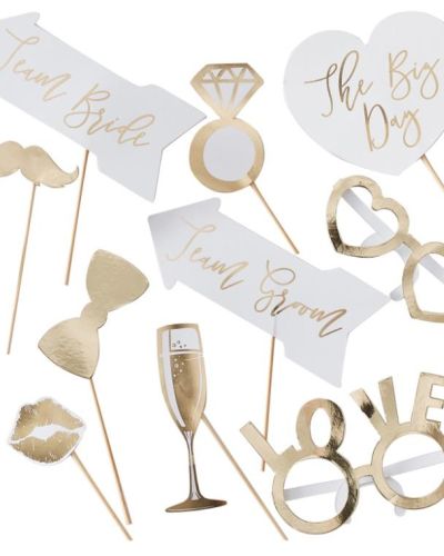 Gold Wedding Photo Booth Props